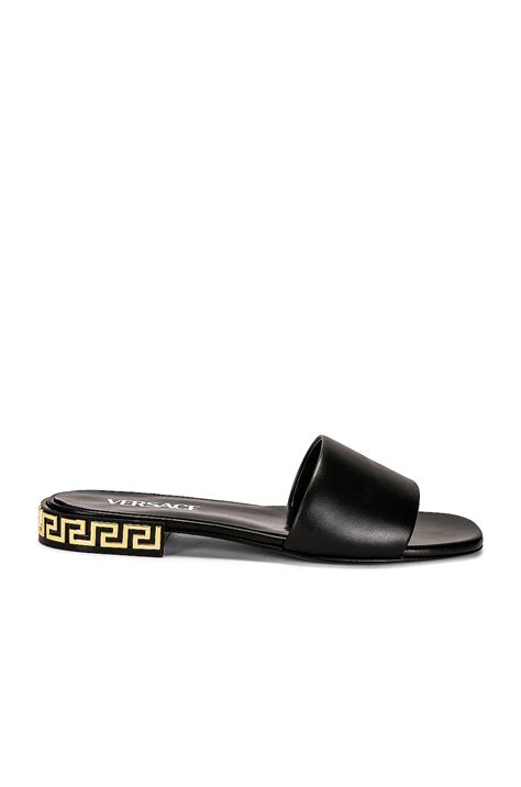 versace nero greca oro|VERSACE Greca Mules in Nero & Oro .